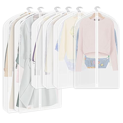 Banliku Garment Bags for Hanging Clothes, Clear Garment Bag for Closet Storage, Dustproof Garment Covers, Closet Garment Protector Bag with Full Zipper for Dress, Gown, Suit - 24