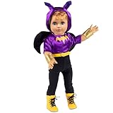 Batgirl Inspired Doll Clothes (6 Pc Set)- DC Comics Inspired Set includes Shirt, Wings, Arm Cuffs, Pants, Belt, & Shoes- Handmade, Premium Outfit & Accessories- Compatible with 18' American Girl Doll