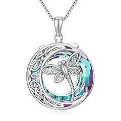 A-Dragonfly necklace-Purple Circle Crystal