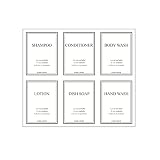 HARRA HOME Beauty Bathroom Preprinted Labels, Water Resistant Organization labels, Sticker for Vanity Countertop, Kitchen, Pantry, Toiletry, 24 Dispenser Shampoo labels stickers waterproof (Pack of 2)