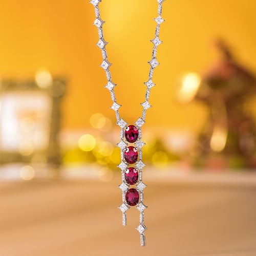 Pendentif en pierre précieuse rubis créé et argent 925 anti-ternissement pour femme