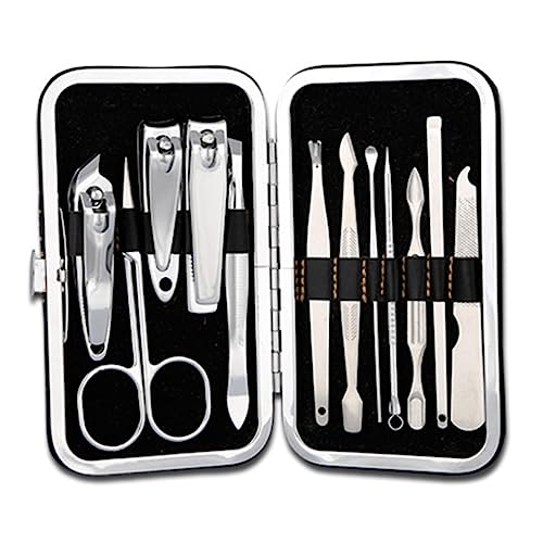 Homoyoyo Travel-friendly 12-in-1 Nail Clipper Set Stainless Steel Manicure Kit with Storage Case Ideal Present