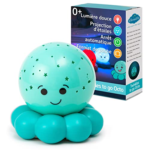 Cloud b Projecteur de nuit Apaisant Format voyage | Luminosité douce | 3 Couleurs | Arrêt automatique | Veilleuse étoiles Pieuvre format voyage Octo Baby Bleue Cover