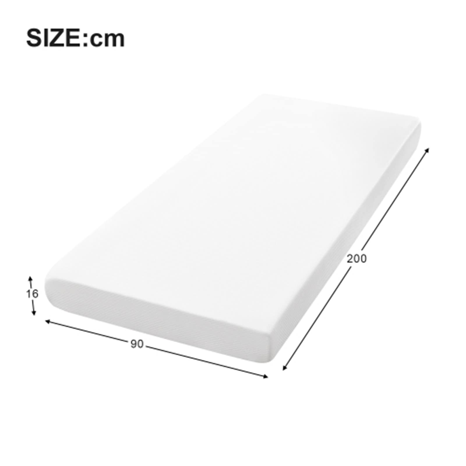 Materac nawierzchniowy, narzuta z antypoślizgowymi cząsteczkami i uchwytami, certyfikat Öko-Tex, ergonomiczna, oddychająca i trwała, twardość H3, 90 x 200 cm