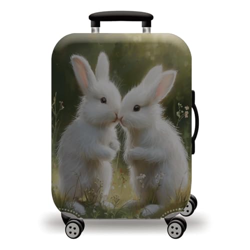 LNXSESN Funda Maleta Grande Conejo Verde Oliva Funda para Maletas Elástico Fundas Maletas de Viaje Lavable Protector de Equipaje con Cremallera Fundas para Maletas de Viaje para 29-32 Pulgadas