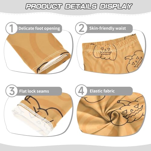 Pumpkin Lines Girls Leggings,Workout Leggings for Girls Toddler Athletic Legging Size for 3-10T3