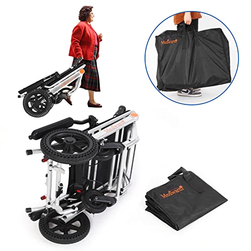 Medwarm Lightweight Wheelchairs With Handbrake, Compact Wheelchair, Ultralight Folding Travel Wheelchair For Adults, 11" Rear Wheels, Sliver (Seat Width:17.75") #TOP6
