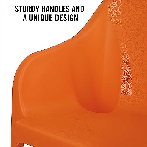 Image of Cello Plastic Dynamo Arm Rest Chair, Relaxing - Orange | Strong and Durable | Easy to Clean | Chair for Living Room, Bed Room, Kitchen, Office Room, Outdoor | 3 Years Warranty