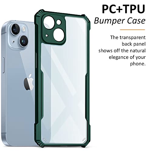 Image of WOW IMAGINE Shock Proof Clear Protective Back Case for Apple iPhone 14 Plus - AirEDGE Technology | 360 Degree Camera Protection | Transparent Hybrid Back Case Mobile Cover - Green