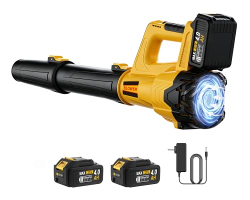 Leaf Blower Cordless - 680CFM Electric Leaf Blower with 2 * 4.0Ah Batteries and Charger, 2 Speed 21V Powerful Blowers for Garden Lawn Care Patio Blowing Leaves Dust Snow Gift for Men
