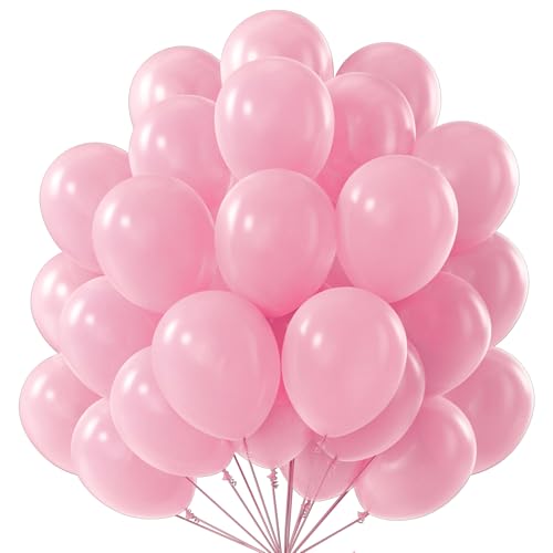 Image of PartyWoo Pearl Pink Balloons 50pcs Light Pastel Baby Pink Color 12 Inch