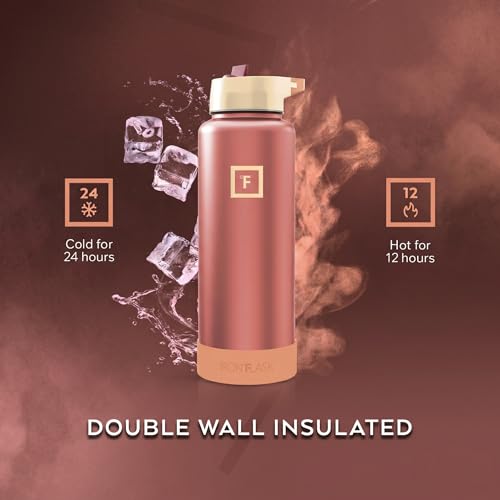 Image of IRON FLASK 40 oz Wide Mouth Water Bottle with Straw | Insulated Stainless Steel Sports Water Bottle with Leakproof Straw Lid - BPA Free, Cold 24 Hrs, Sweat Free (Dream Sunset)