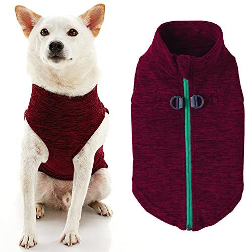 Gooby Zip Up Fleece Dog Sweater, Fuchsia Wash, X-Small, Warm Pullover Fleece Step-in Dog Jacket with Dual D Ring Leash