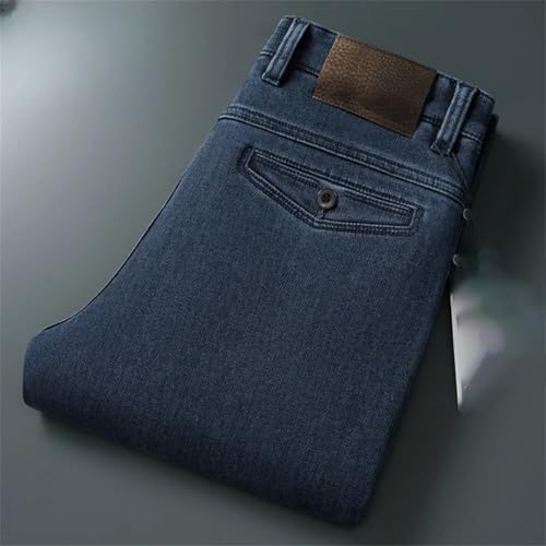 Men's Straight Leg Jeans Casual Loose Fit Thick Denim Mid Rise Trousers3