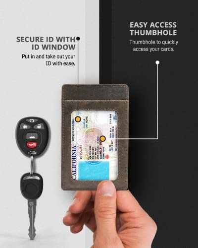 Image of Access Denied Slim Minimalist Wallets For Men & Women - Leather Front Pocket Thin Mens Wallet RFID Credit Card Holder Gifts For Men