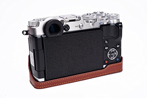 Handmade Genuine Real Leather Full Camera Case Bag Cover For Olympus Pen-F Pen F Bottom Open Brown Color #TOP7