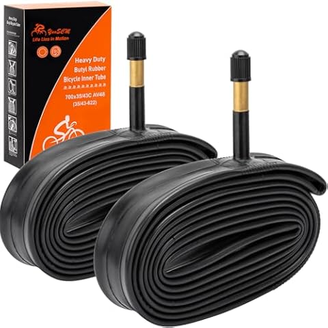 700C Heavy Duty Bike Tubes 700x35C/38C/40C/43C AV48 Schrader Valve (35/43-622) 700C Bicycle Inner Tubes Compatible with 700x35C 700x36C 700x37C 700x38C 700x40C 700x42C 700x43C Bike Tire Tubes 2-PCS Cover