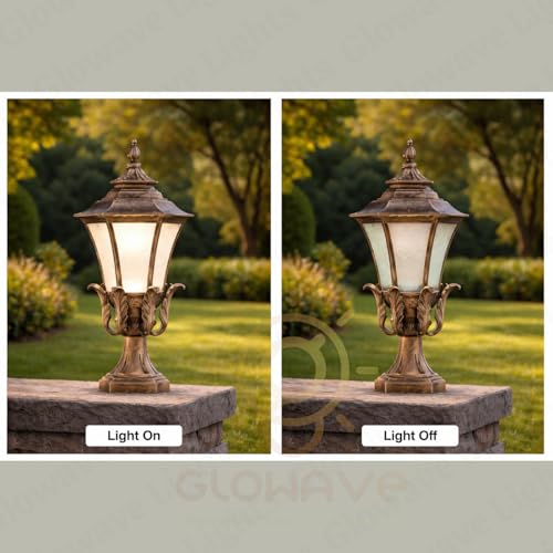 Image of Glowave Decorative Outdoor Bronze Square Post Light Pillar Light Column Light, Waterproof Lantern Post for Patio or Fench Deck, Doorway Porch Pillar Lamp - Warm White (P-6698 /BG)