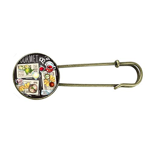 Gourmet Bar Steak Soup Lemonade Retro Metal Brooch Pin Clip Jewelry