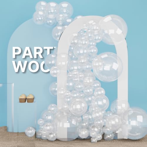 Image of PartyWoo Clear Balloons 155pcs Different Sizes of 18 12 10 5 Inch Transparent Balloon Arch Kit for Graduation Wedding Baby Shower Bridal Shower Anniversary Birthday Party Decorations Clear-Y2