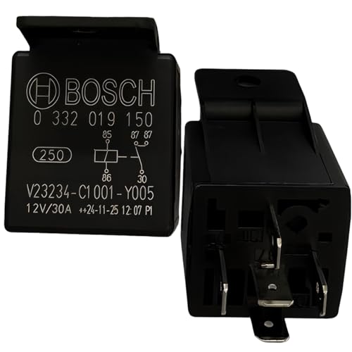 2PCS Genuine Bosch 0332019150 Normal Open Mini Automotive Relay - 12V 30A, 5 Pins,Replace 645 4H0951253A 4RA007791-20, Compatible with Select Volkswagen/Audi Vehicles - Fixes P0230 & Fuel Pump Failur