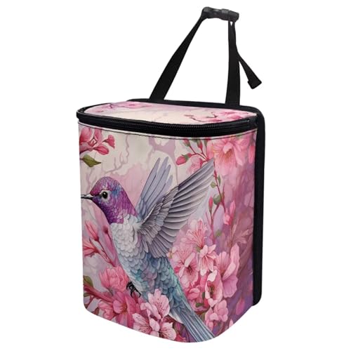 Image of Mini Car Trash Bag Bin Hanging,Hummingbird Vehicle Garbage Bin with Lid,Durable Foldable Car Trash Can Waste Bag for Front Back Seats /Console
