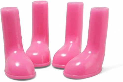 4 Pcs Set Pet Rain Boots Waterproof Non-Slip Dog Shoes - Size Small Pink