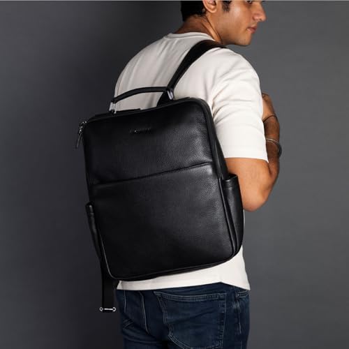 Image of BROWN BEAR BB Havana Laptop Backpack - Black Office Bag for Men, 15'' Compatible, Quick-Access Front Pocket, Unisex, Modern Design | Laptop bags for men office use