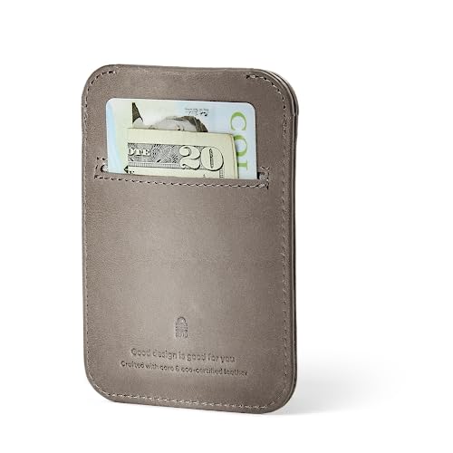 Distil Union Wally Sleeve | Minimalist Genuine Leather Slim Wallet & Credit Card Holder | MagLock Pocket, Pull-Tab Access, RFID Shielding (Gray)2