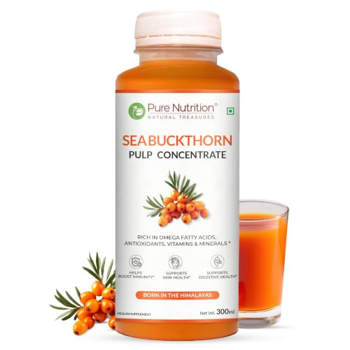 Image of Pure Nutrition Seabuckthorn Pulp Concentrate 300ml | Rich in Omega Fatty Acids (3,6,7 & 9), Vitamins & Antioxidants | Supports Immunity, Heart & Digestive Health | Promotes Skin,Cellular Health & Overall Wellness
