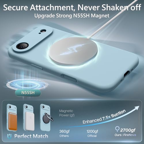Image of FireNova Magnetic for iPhone Air Case, Compatible with MagSafe, [Integrated Silicone Camera Control Button] [Camera Protection] Microfiber Lining Phone Case for iPhone 17 Air, 6.5 inch, Sky Blue