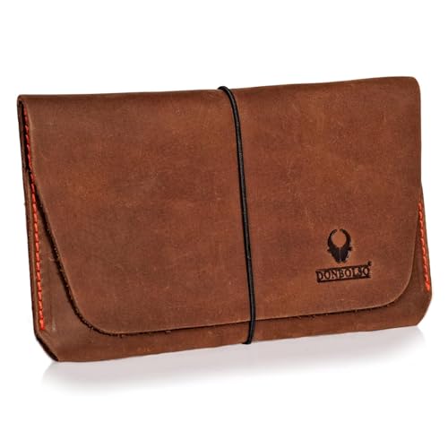 DONBOLSO Reisepasshülle Miami Leder - 16,2 x 10 cm Reiseorganizer Etui Reisepass Mappe - Vintage Reisepassetui Passport Hülle Herren Organizer Damen - Braun-Rot