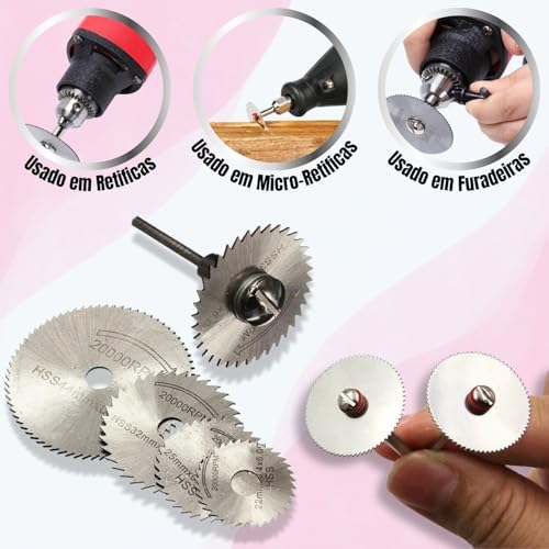 Mini Disco Serra Circular Haste Ponta de Corte 6Pç Rotativa Micro Retifica Acessórios Furadeira Para