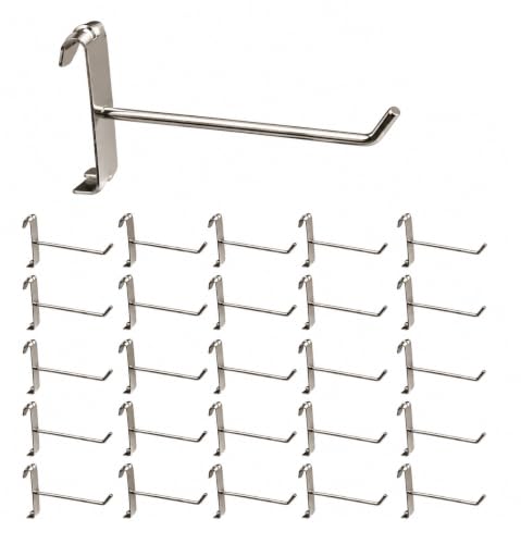 Image of Q1 Beads 25 Pcs 8 inches Stainless Steel Gridwall Panel /Mesh /Jali /Grid Display Hook Hanger for Showroom, Mobile Shops,Supermarket Hanging in Garment & Grocery Shops etc.(Chrome)