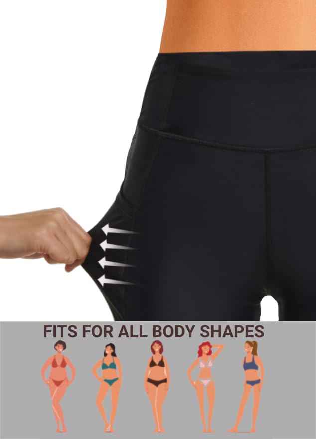 Women 3" High Waisted Swim Board Shorts UPF50+ Quick Dry Boy Shorts Swim Bathing Suit Bottoms with Pockets4