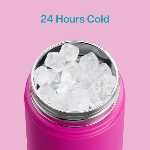 Image of Kids Insulated Water Bottle with Straw - 12oz Stainless Steel Water Bottle with Dual Spouts, Leak-Proof, BPA-Free, Double Wall Vacuum Keeps Cold for 24 Hours for Sports, Travel (Light Crimson)