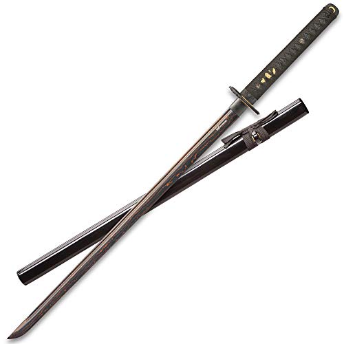 Shinwa Black Knight Handmade Katana Sword - Color & Sword Set Options | Hand Forged Full Tang Blades | Faux Ray Skin Wrapped Handles | Sleek & Stylish Swords for Cosplay or Martial Arts Training