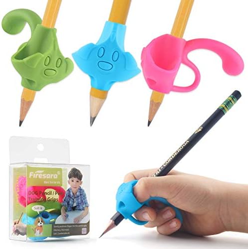 Pencil Grips, Firesara Original Pencil Gripper Puppy Design Posture Correction for Kids Preschoolers Children Adults Special Needs Handwriting Aid for Lefties or Righties (3PCS)