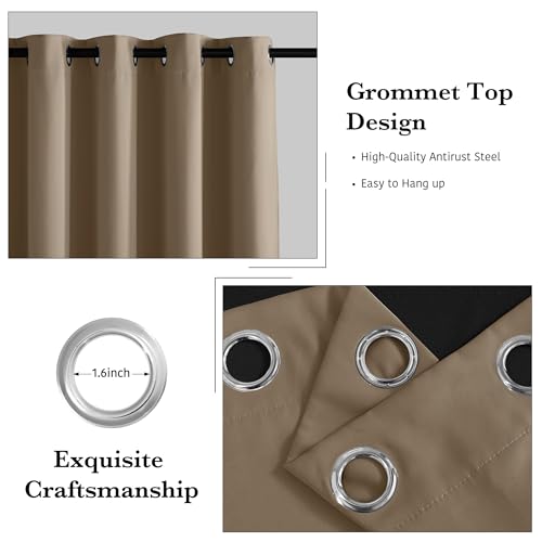 Image of RYB HOME 100% Blackout Room Divider Curtains for Sliding Glass Door, Extra Wide Thermal Insulated Privacy Curtains for Bedroom /Patio Door /Living Room /Open Closet, Mocha, W100 x L84, 1 Panel