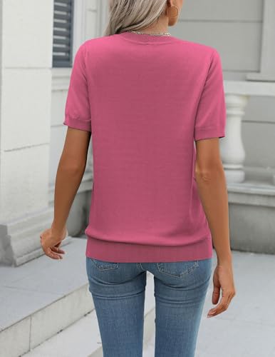 Image of Zeagoo Womens Summer Short Sleeve Tops Crew Neck Lightweight Pullover Sweaters Loose Dressy Casual Blouse Basic Clothes