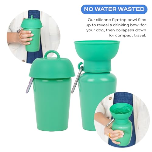 Image of Springer Flip Dog Water Bottle | Portable Drinking Feeder with Foldable Food-Grade Silicone Bowl | One-Hand Squeeze & Leak-Proof | BPA-Free 20oz | Walking, Hiking & Camping | Puppy Essentials