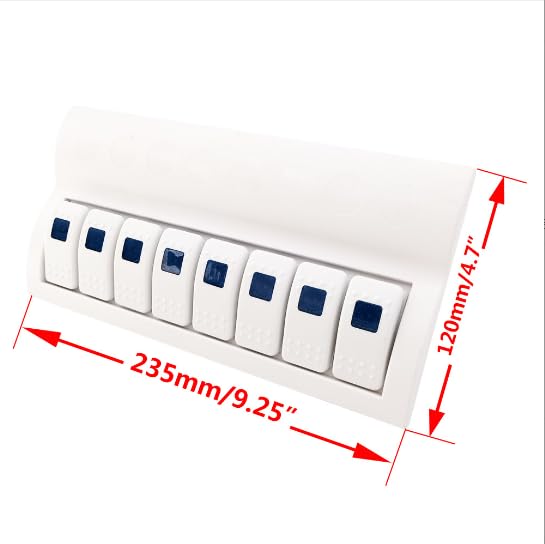 ISURE MARINE Waterproof White 8gang Marine Boat Caravan Blue LED Rocker Switch Panel