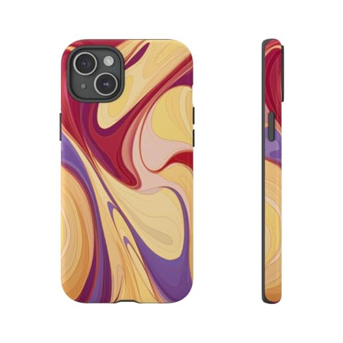 Coque iPhone 15 Plus jaune et bordeaux pour un style urbain chic