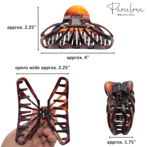 Parcelona French Large Raindrop Claw Clip 4″ (Tortoise Shell) — view 6