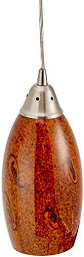 Elk 20001/1BG-LED Galaxy 1-LED Hand Blown Brown Glass Shade, 5 by 9-Inch, Finish Pendant Light, Satin Nickel
