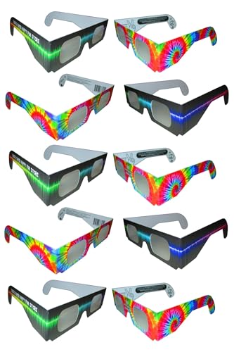 Rob's Super Happy Fun Store Fireworks Diffaction Glasses - Rave Waves and Trippy Tie Dye Frames - 10 Glasses