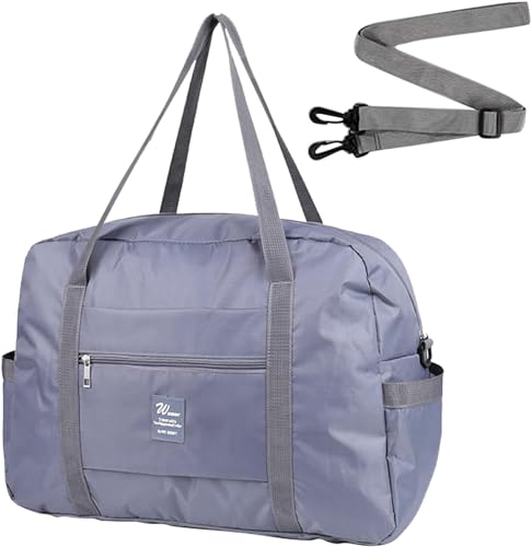 INVODA Travel Bag Carry on Duffle Bag Tote Spirit Airlines Personal Item Bag Shoulder Weekender Overnight Bag Waterproof Sports Gym Bag for Women and Men (Grey)