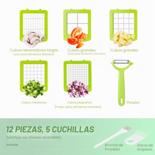 Miniatura 2 de 12pcs Cortador De Verdura Mandolina De Verduras Multifuncional Mandolina De Cocina Slicer Espiral Rallador De Cuchillas Acero Inoxidable, Pelador