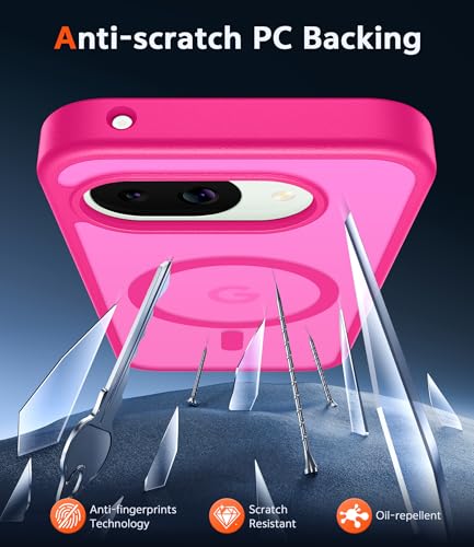 Image of FNTCASE for Google Pixel 10A Case: Frosted Translucent with Screen Protector Shockproof Phone Cover - Matte Military Grade Full Protection Drop Proof TPU Rugged Sturdy Cases - 6.3 inch(Hot Pink Soild)