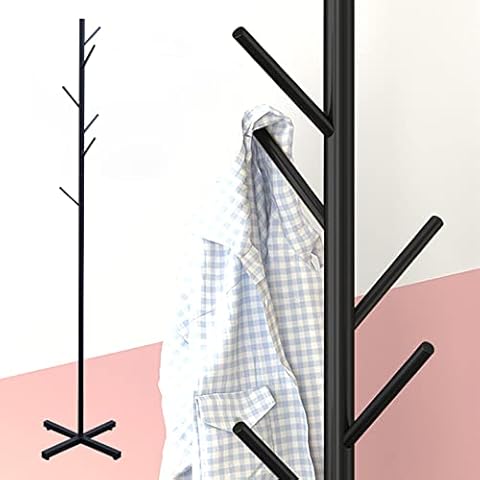TouSuaRSi Modern Metal Coat Rack Free Standing 7 Hooks Hall Coat Tree In Corner Black Hat Coat Hanger & Standing Coat Rack Stand Economic Entryway Organizer for Clothes Bags Umbrella Hat US Stock Cover